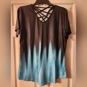 Black and Teal Gradient Top